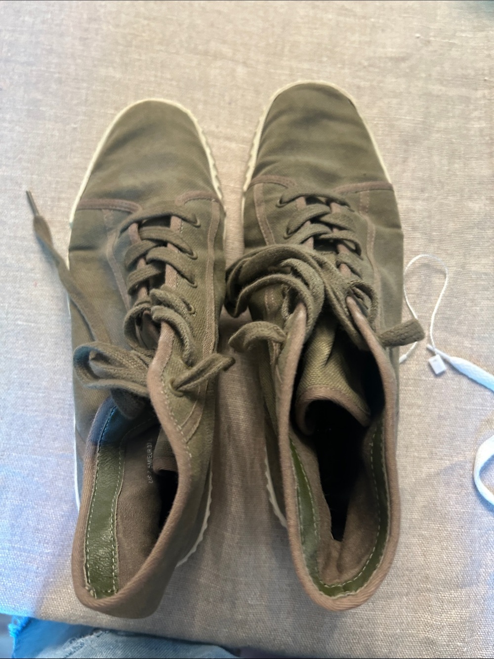 Vince Olive Green Lace-Up Ankle Booties